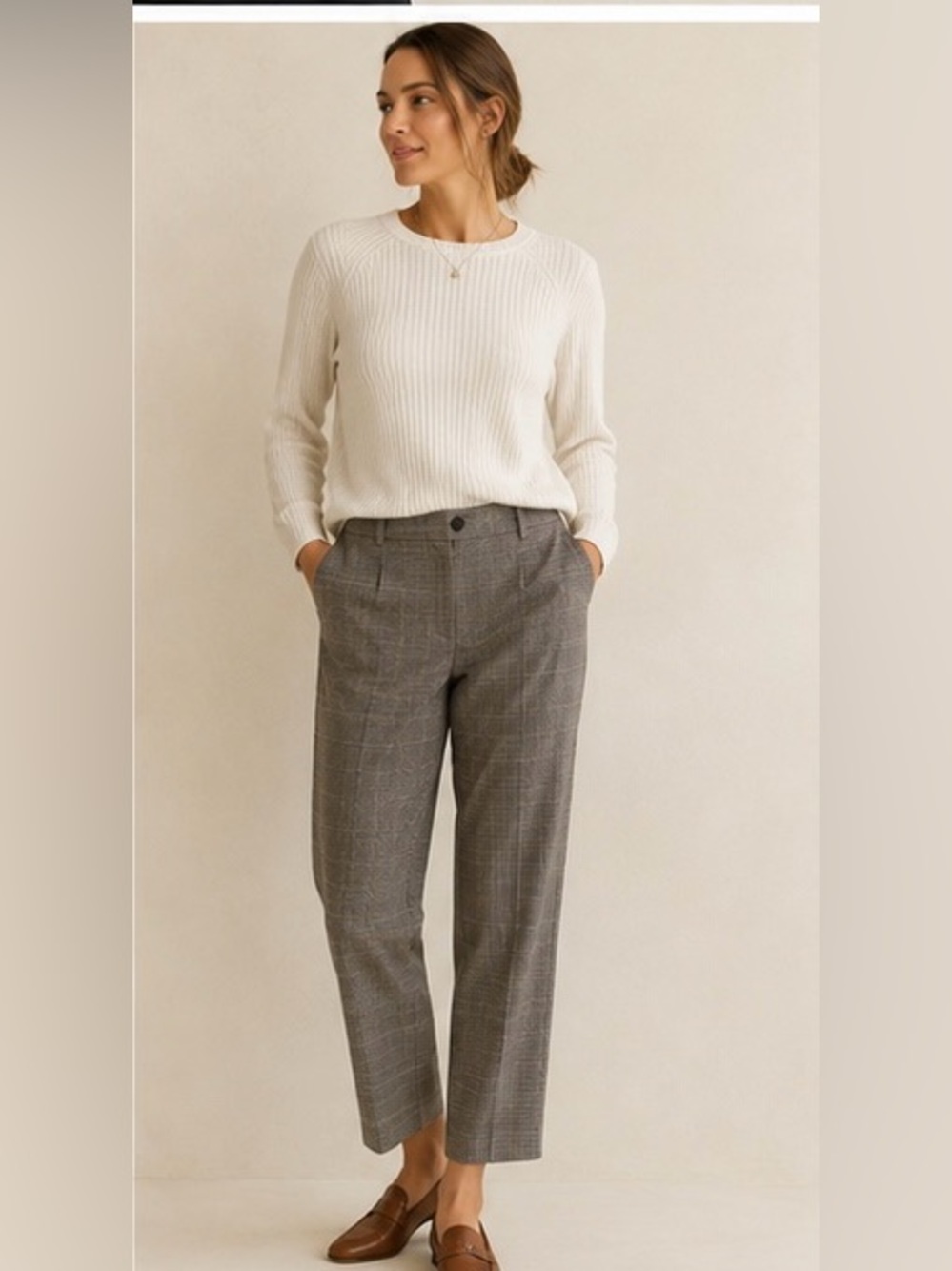 Investments womens Black Micro-Check Dress Pants